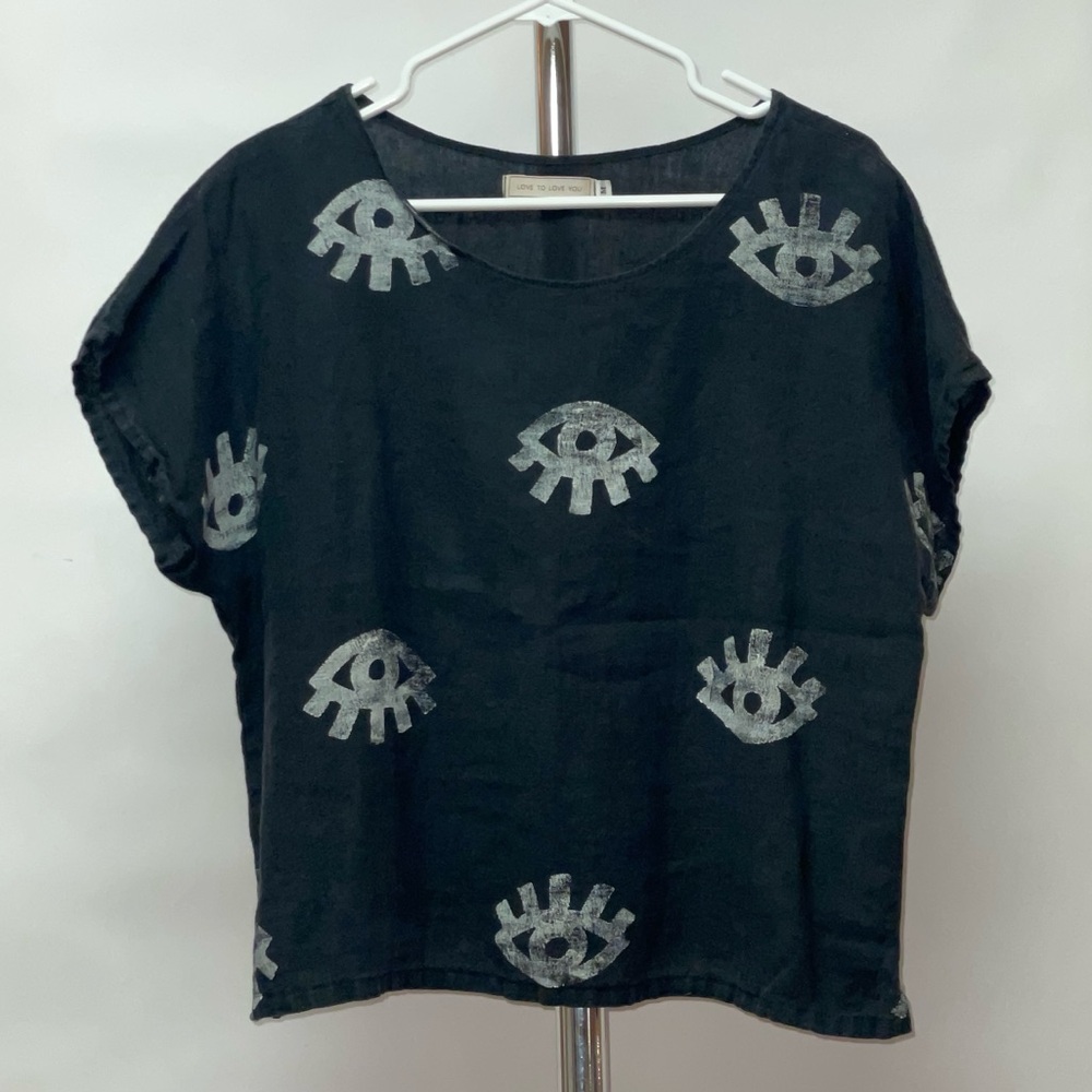 Linen Block Print Top